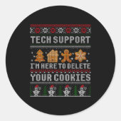 Funny Christmas Tech Suprt Computer  Ronde Sticker (Voorkant)