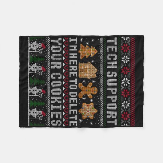 Funny Christmas Tech Suprt Computer T Shirt  Fleece Deken (Voorkant (Horizontaal))