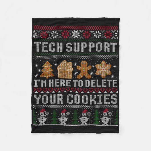 Funny Christmas Tech Suprt Computer T Shirt  Fleece Deken (Voorkant)
