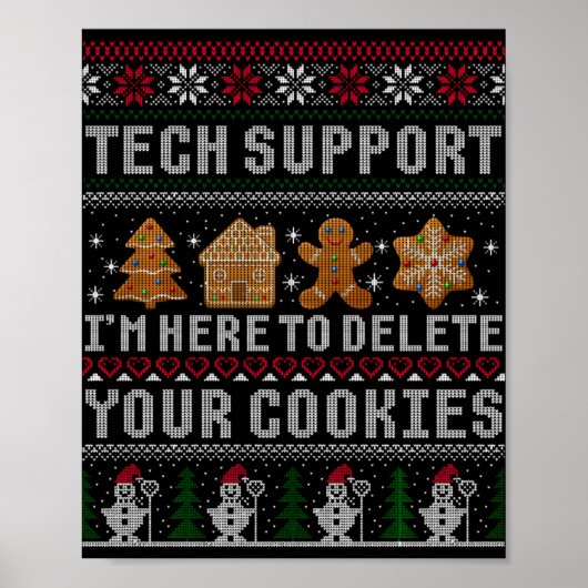 Funny Christmas Tech Suprt Computer T Shirt  Poster (Voorkant)