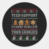 Funny Christmas Tech Suprt Computer T Shirt  Ronde Sticker (Voorkant)