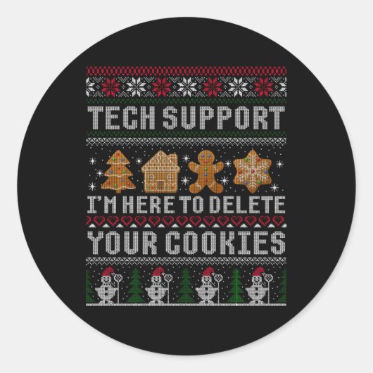 Funny Christmas Tech Suprt Computer T Shirt  Ronde Sticker (Voorkant)