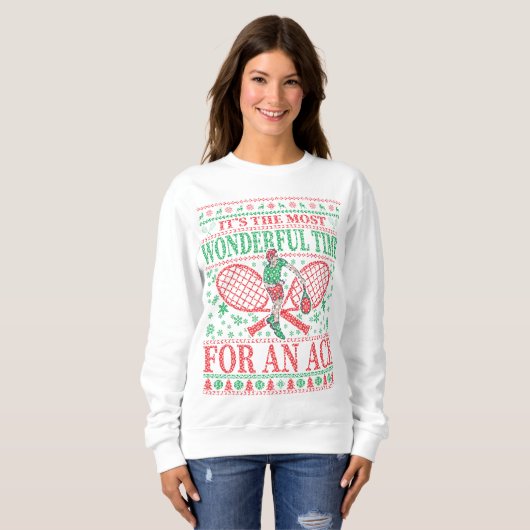 FUNNY CHRISTMAS TENNIS QUOTES UGLY SWEATER (Voorkant volledig)