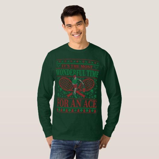 FUNNY CHRISTMAS TENNIS QUOTES UGLY SWEATER T-SHIRT (Voorkant volledig)