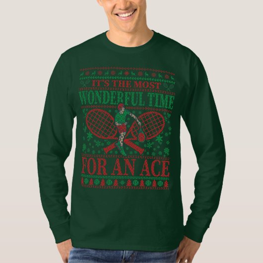 FUNNY CHRISTMAS TENNIS QUOTES UGLY SWEATER T-SHIRT (Voorkant)