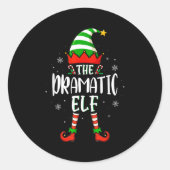 Funny Christmas The Dramatic Elf Family Matching X Ronde Sticker (Voorkant)