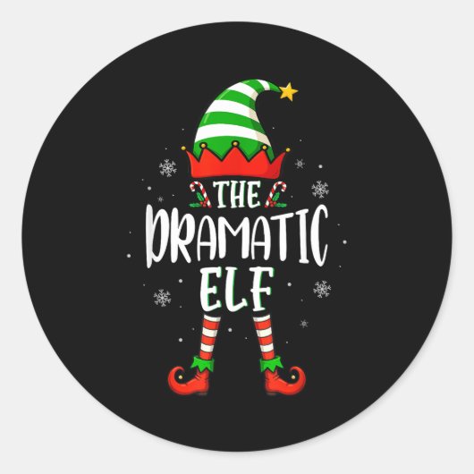 Funny Christmas The Dramatic Elf Family Matching X Ronde Sticker (Voorkant)