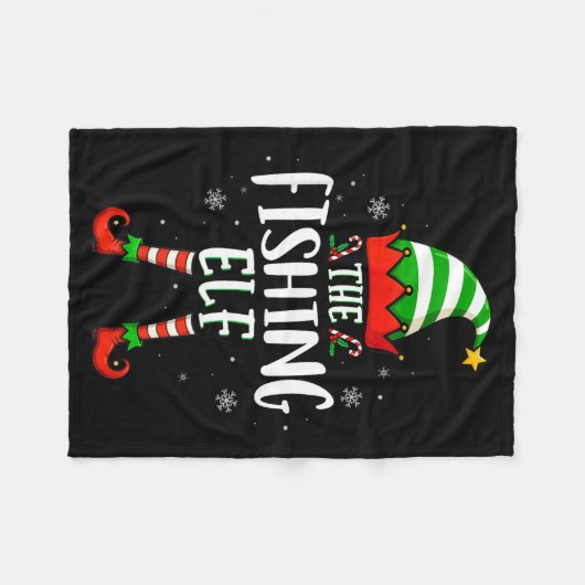 Funny Christmas The Fishing Elf Family Matching Xm Fleece Deken (Voorkant (Horizontaal))