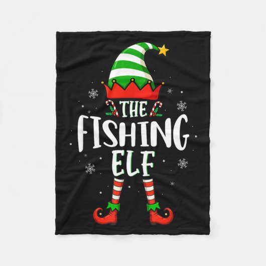 Funny Christmas The Fishing Elf Family Matching Xm Fleece Deken (Voorkant)