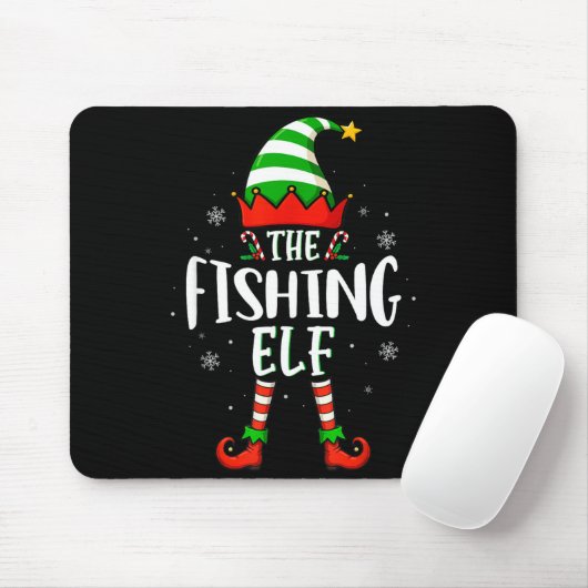 Funny Christmas The Fishing Elf Family Matching Xm Muismat (Met muis)