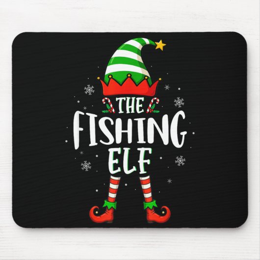 Funny Christmas The Fishing Elf Family Matching Xm Muismat (Voorkant)