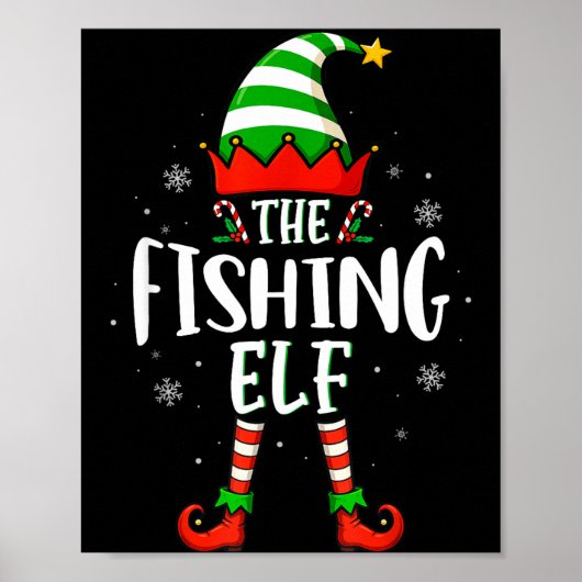 Funny Christmas The Fishing Elf Family Matching Xm Poster (Voorkant)