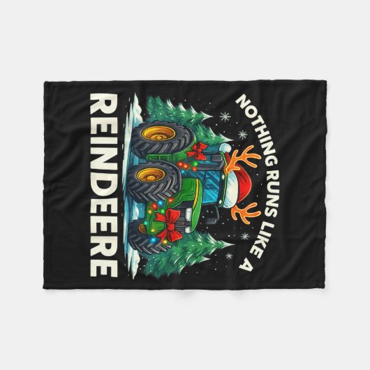 Funny Christmas Tractor Nothing Runs Like A Reinde Fleece Deken (Voorkant (Horizontaal))