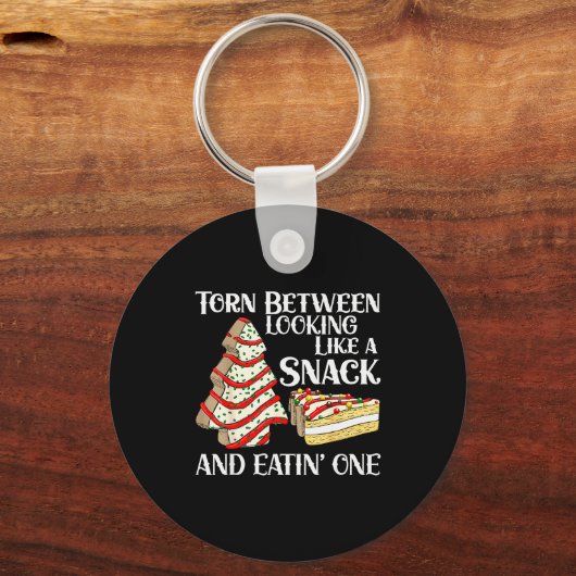 Funny Christmas Tree Cake Torn Between Looking Lik Sleutelhanger (Voorkant)