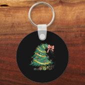 Funny Christmas Tree Cute Black Cat Matching Famil Sleutelhanger (Voorkant)