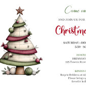 Funny Christmas tree cute watercolor party invite Kaart