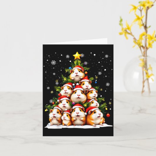 Funny Christmas Tree Guinea G Family Xmas Pajamas  Kaart (Gele Bloem)