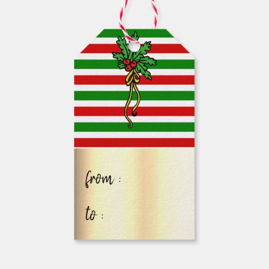 Funny Christmas Tree met Koe Vlekken Rood en Groen Cadeaulabel (Achterkant)