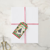 Funny Christmas Tree met Koe Vlekken Rood en Groen Cadeaulabel (Met Touw)