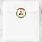 Funny Christmas Tree met Koe Vlekken Rood en Groen Ronde Sticker (Tas)