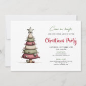 Funny Christmas tree modern watercolor invitation Kaart (Voorkant)