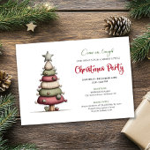 Funny Christmas tree modern watercolor invitation Kaart