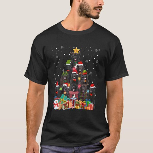 Funny Christmas Tree Xmas Lights Newfoundland Dog T-shirt (Voorkant)