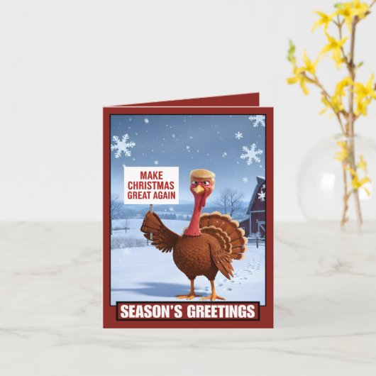 Funny Christmas turkey card Kaart (Gele Bloem)