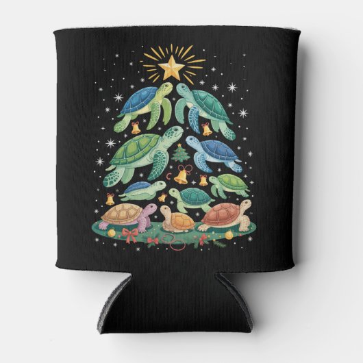 Funny Christmas Turtle Gift Turtle Christmas Tree Blikjeskoeler (Voorkant)