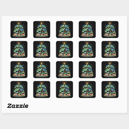 Funny Christmas Turtle Gift Turtle Christmas Tree Vierkante Sticker (Vel)