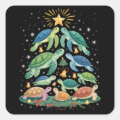 Funny Christmas Turtle Gift Turtle Christmas Tree Vierkante Sticker (Voorkant)