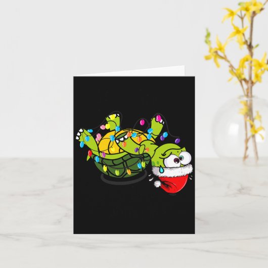 Funny Christmas Turtle It's Fine I'm Fine Everythi Kaart (Gele Bloem)