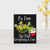 Funny Christmas Turtle It's Fine I'm Fine Everythi Kaart (Gele Bloem)