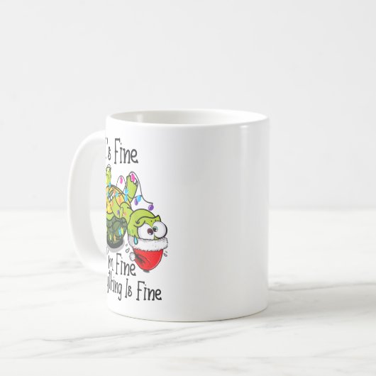 Funny Christmas Turtle It's Fine I'm Fine Everythi Koffiemok (Voorkant links)