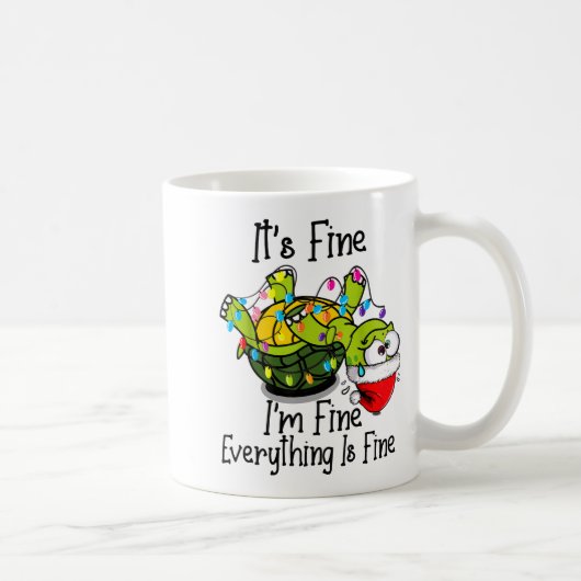 Funny Christmas Turtle It's Fine I'm Fine Everythi Koffiemok (Rechts)