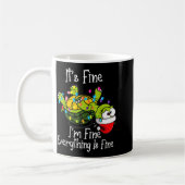 Funny Christmas Turtle It's Fine I'm Fine Everythi Koffiemok (Links)