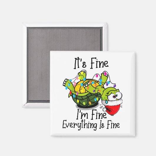 Funny Christmas Turtle It's Fine I'm Fine Everythi Magneet (Voorkant / Achterkant)