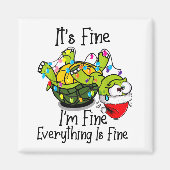 Funny Christmas Turtle It's Fine I'm Fine Everythi Magneet (Voorkant)
