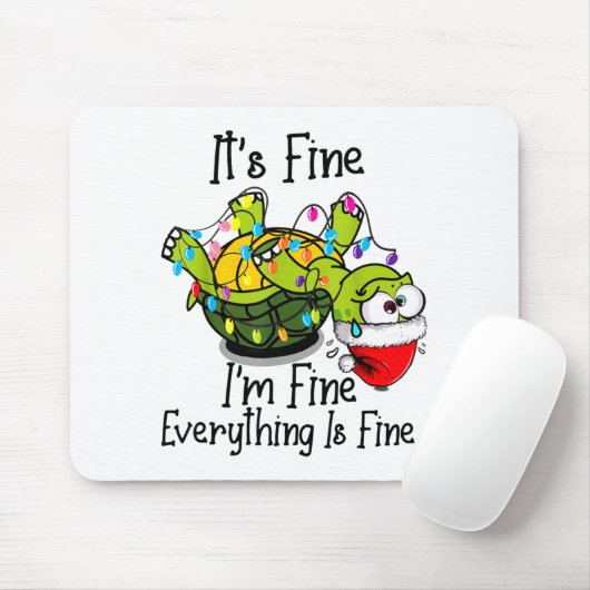 Funny Christmas Turtle It's Fine I'm Fine Everythi Muismat (Met muis)