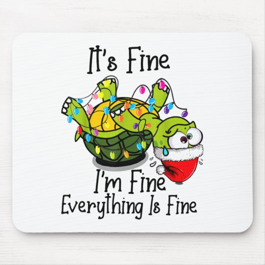 Funny Christmas Turtle It's Fine I'm Fine Everythi Muismat (Voorkant)