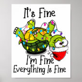 Funny Christmas Turtle It's Fine I'm Fine Everythi Poster (Voorkant)