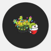 Funny Christmas Turtle It's Fine I'm Fine Everythi Ronde Sticker (Voorkant)