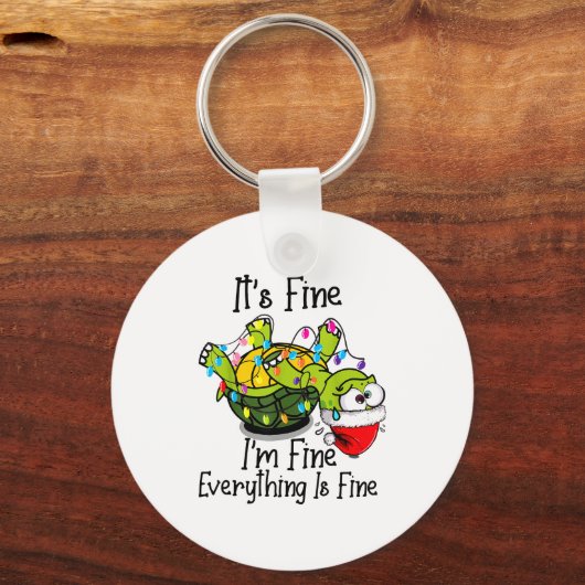 Funny Christmas Turtle It's Fine I'm Fine Everythi Sleutelhanger (Voorkant)
