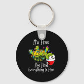 Funny Christmas Turtle It's Fine I'm Fine Everythi Sleutelhanger (Voorkant)