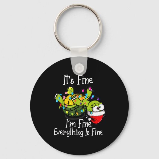 Funny Christmas Turtle It's Fine I'm Fine Everythi Sleutelhanger (Voorkant)