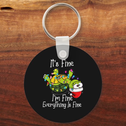 Funny Christmas Turtle It's Fine I'm Fine Everythi Sleutelhanger (Voorkant)