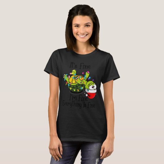 Funny Christmas Turtle It's Fine I'm Fine Everythi T-shirt (Voorkant volledig)