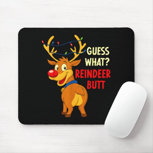 Funny Christmas Ugly Sweater Guess What_ Reindeer Muismat (Met muis)