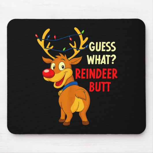 Funny Christmas Ugly Sweater Guess What_ Reindeer Muismat (Voorkant)