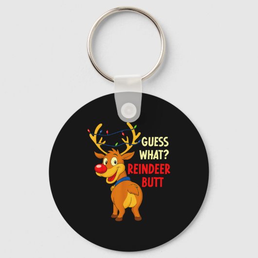 Funny Christmas Ugly Sweater Guess What_ Reindeer  Sleutelhanger (Voorkant)